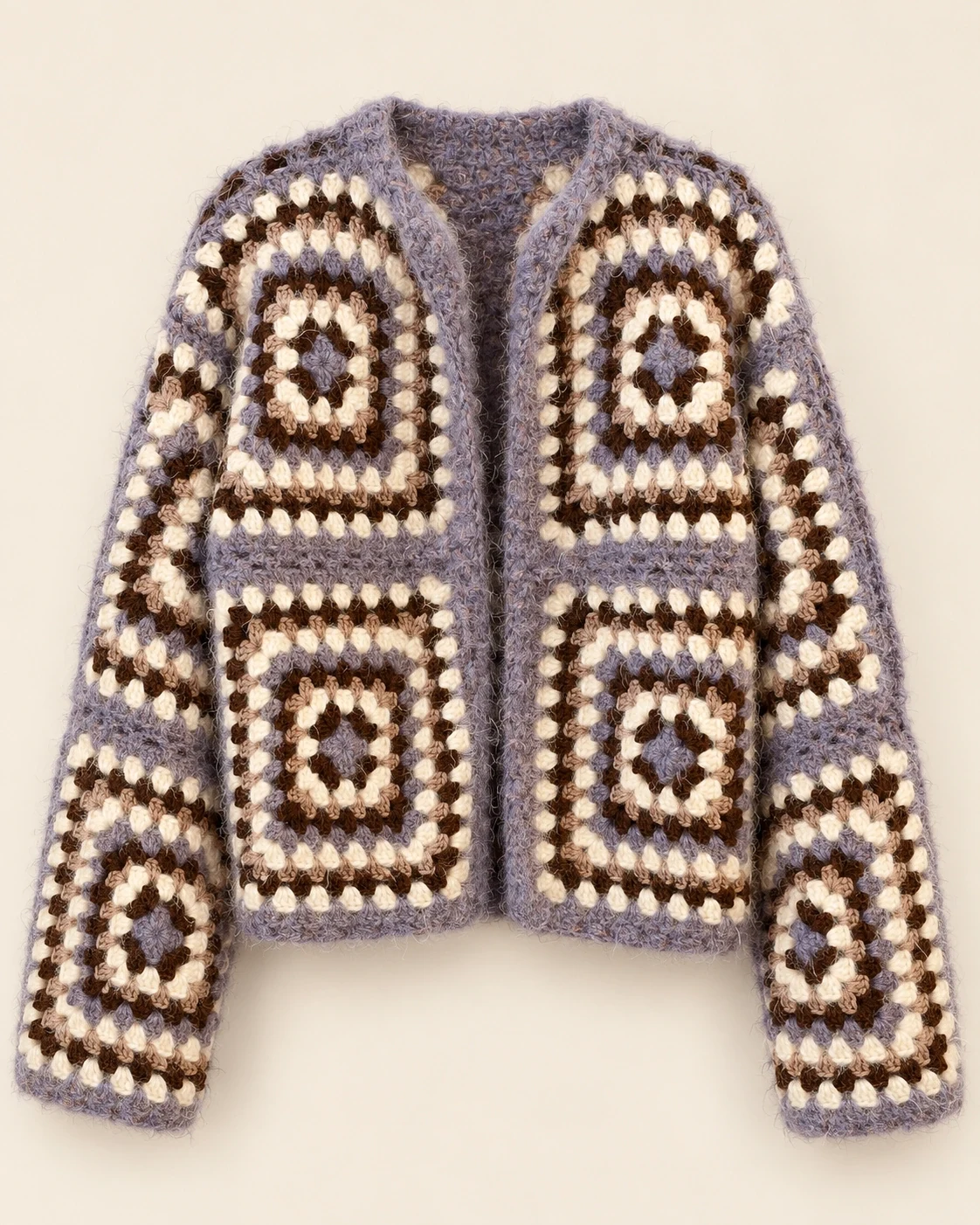 Lavender Granny Square Cotton Cardigan