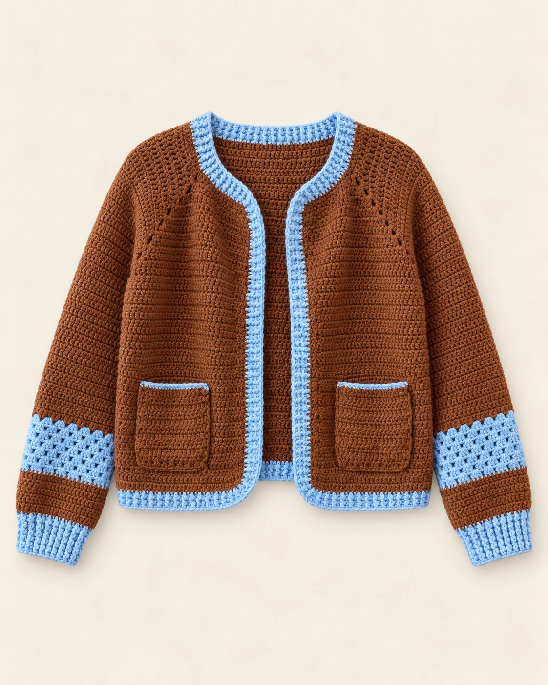Chestnut & Sky Crochet Cardigan