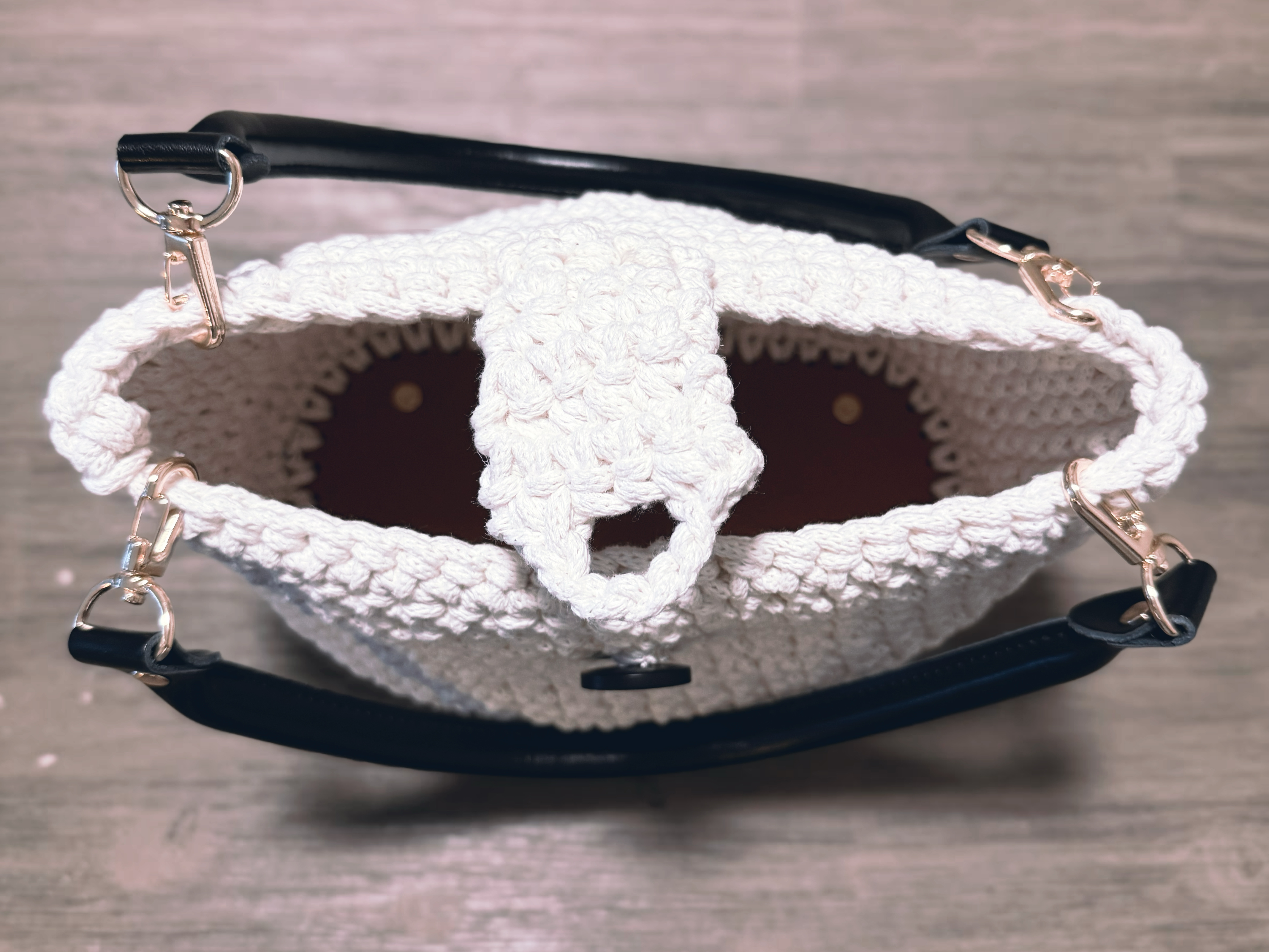 Handmade crochet shoulder bag - Natural